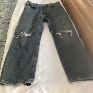 Agolde black high rise straight jeans